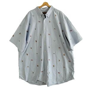 Ralph Lauren Men 4XL Tall Americana Patriotic Cowboy Embroidered Button Up Shirt